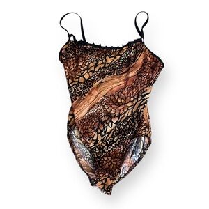 Vintage Animal Print One Piece Swimsuit